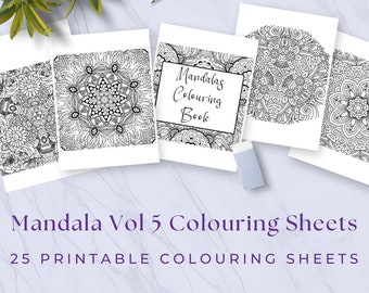 25 Mandala Colouring Sheets, Volume 5, Mandala Printable, Mandala Activity, Adults Colouring Sheets, Instant Download