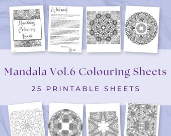 25 Mandala Colouring Sheets, Volume 6, Mandala Printable, Mandala Activity, Adults Colouring Sheets, Instant Download