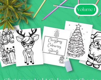 10 Christmas Colouring Sheets, Volume 1, Christmas Printable, Christmas Activity, Adults Colouring Sheets, Instant Download