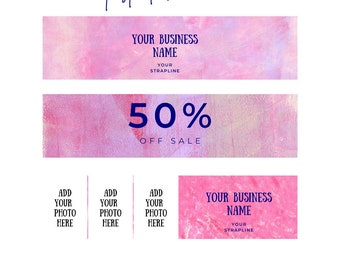 Pink and Purple Texture Etsy Banner Template, Canva Template, Etsy Template