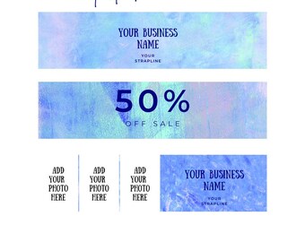 Pastel Blue Texture Etsy Banner Template, Canva Template, Etsy Shop Template, Store Cover Photo, Instant Etsy Banner, DIY Banner