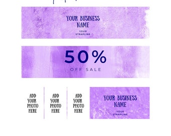 Purple Texture Etsy Banner Template, Canva Template, Etsy Template