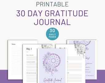 30 Day Dreamcatcher Gratitude Journal, Daily Reflection Journal, Printable Journal, DIGITAL DOWNLOAD, Instant Download, ISJO1
