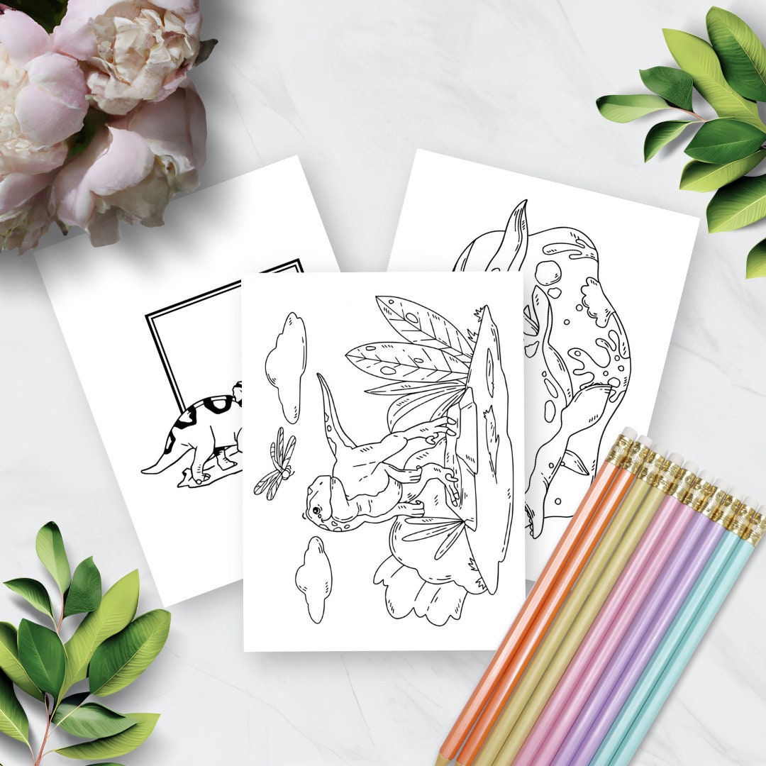 10 Dinosaur Colouring Sheets Vol 2 Dinosaur Printable Dino - Etsy