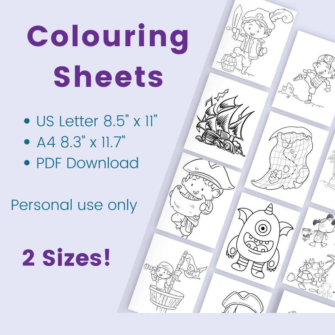 15 Pirate Colouring Sheets Vol.1, Pirate Printable, Pirate Activity ...