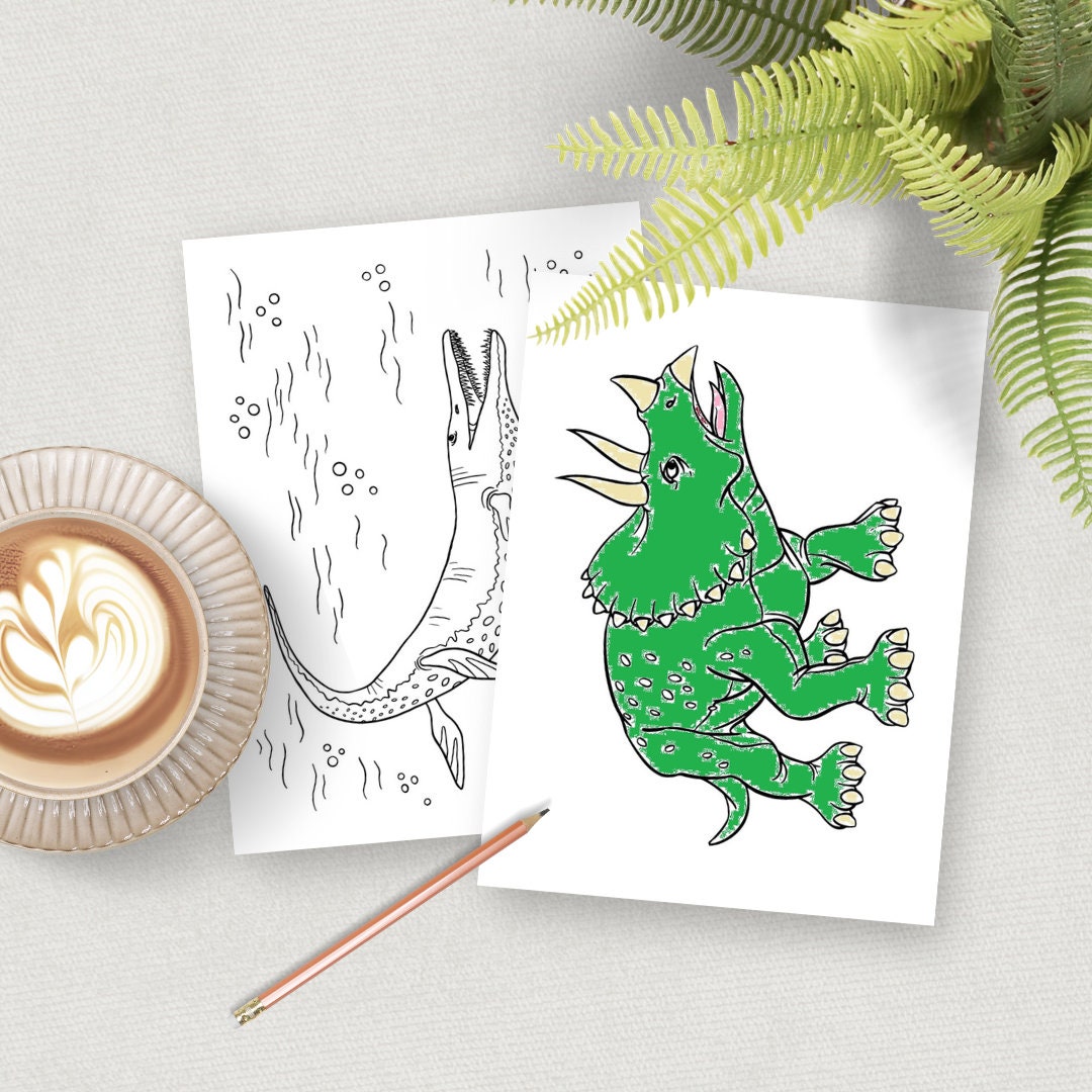 10 Dinosaur Colouring Sheets Vol 2 Dinosaur Printable Dino - Etsy