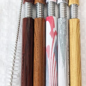 5x Metal One Hitters with Designs Spring Loaded 1 Hit Pipes 3.16" Long, 0.31" Wide with Pipe Cleaner
