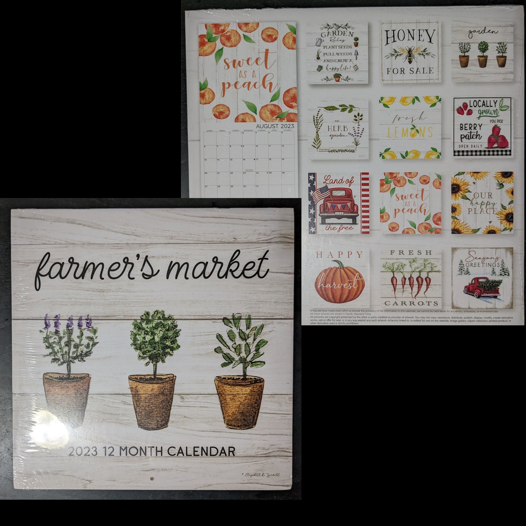 2023 Wall Calendars, Farmhouse Calendar, Farmer's Market Calendar
