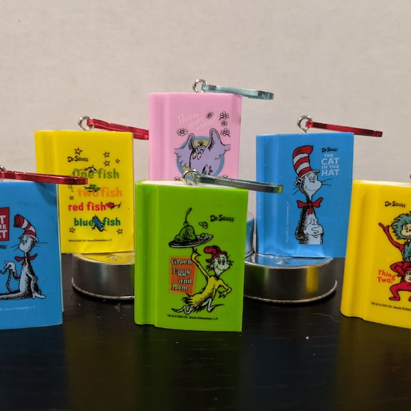 Miniature Dr. Seuss Books, Backpack Charm,Mini Book, Dr. Seuss Lanyard Charm, Dr. Seuss Party Favors, New Parent, kawaii