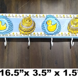 Baby/Nursery Wall Clothes Hanger With Hooks and Hand Painted Shells