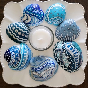 Color Display Groupings of Hand Painted Patterns on Shells