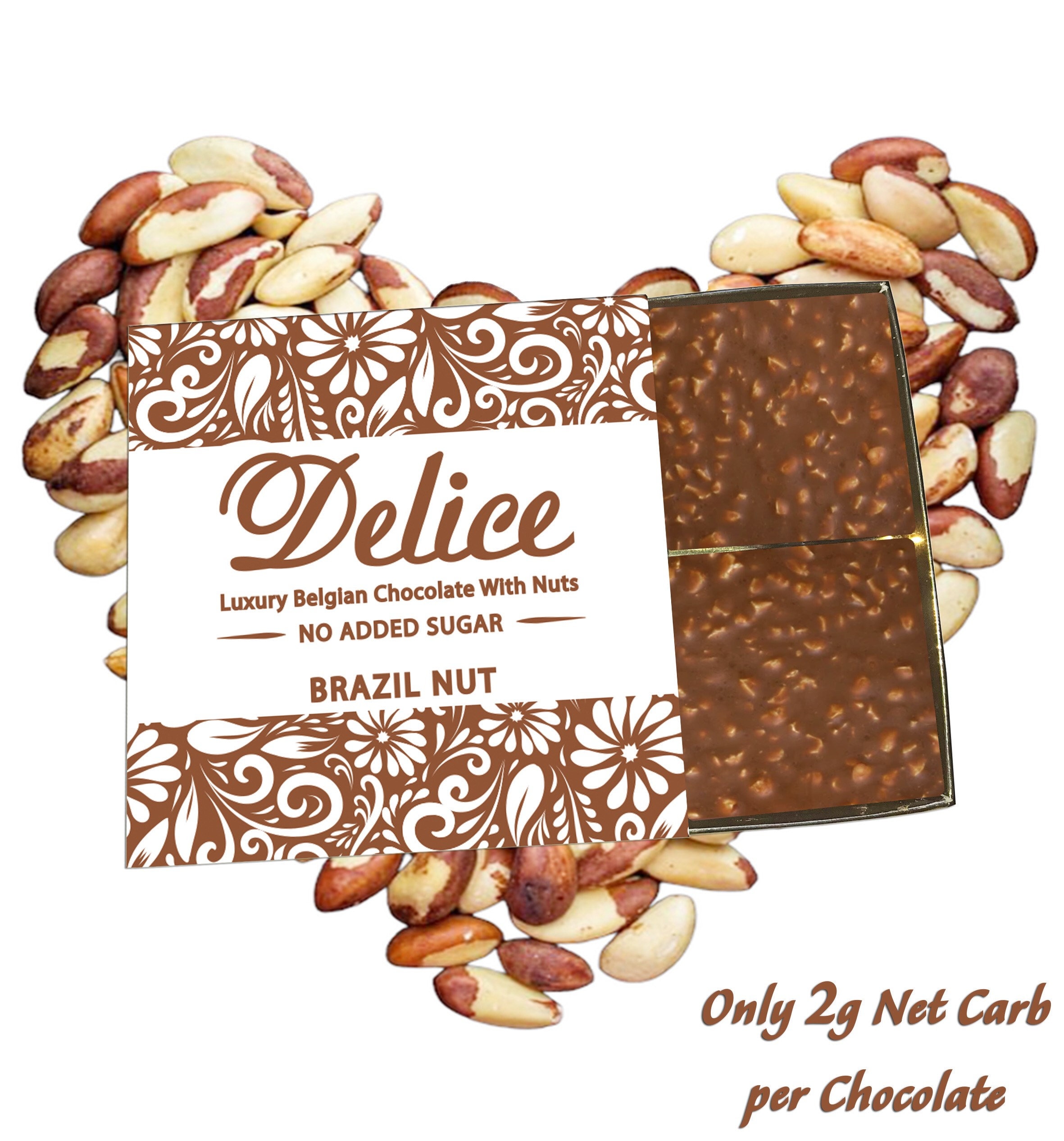 Delice No Added Sugar Luxury Chocolate With Nuts. Diabetic Sugar Free