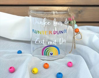 Erzieher*innen Abschied Geschenkglas "kunterbunt"