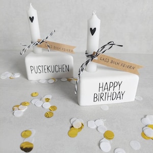 Morceau de gâteau pour un anniversaire "Joyeux anniversaire" ou "Pustekuchen"