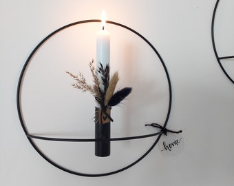 Metal wreath / candle wreath black 28 cm / door wreath / dried flower ring / gift | Wall decoration / loop / flower decoration / dried flower ring