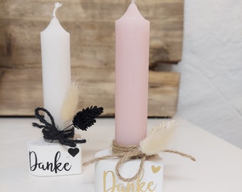 Small heart candle holder "Thank you" for all the stick candles / souvenirs / instead of flowers