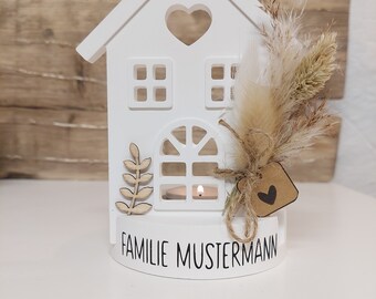 Tealight House Set with Dried Flowers and Personalization
