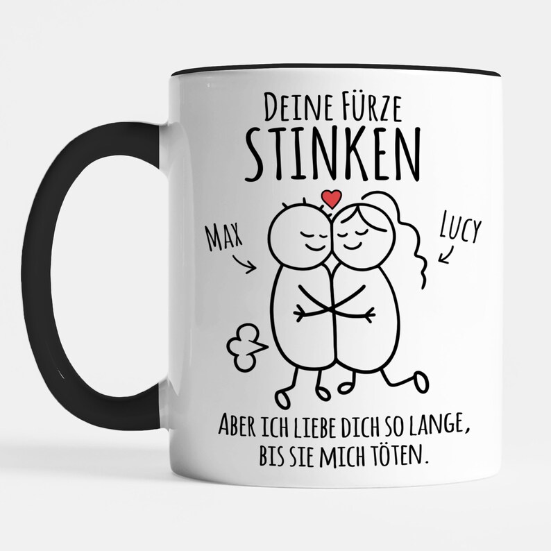 Tassenliebling Pärchen Tasse Personalisiert – 'Ich Bin Nicht Eifersüchtig', Rot, 330 Ml