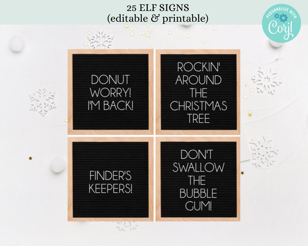 Elf Editable &amp; Printable Letter Board Signs - Etsy