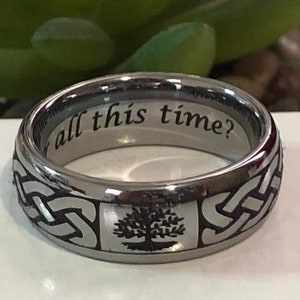8mm Celtic Tungsten Wedding Band  Tree OF Life Tungsten Wedding Ring, Celtic Ring Grooms Ring Mens Wedding Band FREE ENGRAVING