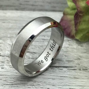 6mm Personalized Stainless Steel Ring Men&#39;s Wedding Band, Custom Engraved Promise Ring for Him Purity Ring, Anniversary Ring