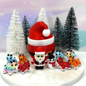 10pcs 3D Printed Mini Christmas Fidget Toys, Articulated Fidget Toy, Mini Santa Claus, Snowman and 8 Mini Reindeers Fidget ADHD Toy