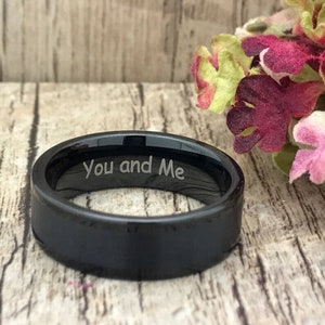 8mm Tungsten Wedding Band Mens Tungsten Wedding Ring, Black Tungsten Ring  Grooms Ring Mens Wedding Band Comfort Fit