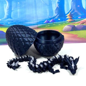 3D Printed Dragon with Egg, Articulated Crystal Dragon Dragon, Fidget Pet Dragon, 3D Printed Animal Toy, Executive Desk Toy