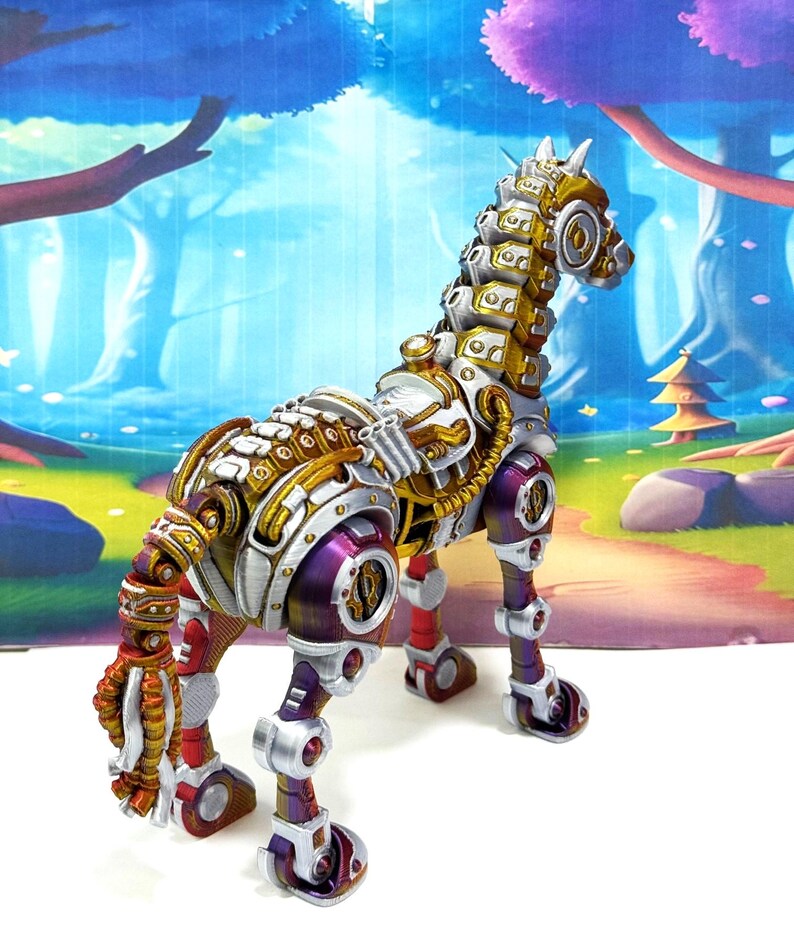 Articulated Cyber Horse, 3D Printed 6 Inches Futuristic Poseable Cyber ...