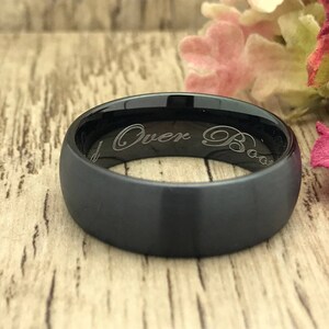 8mm Tungsten Wedding Band Mens Tungsten Wedding Ring, Black Tungsten Ring  Grooms Ring Mens Wedding Band Comfort Fit