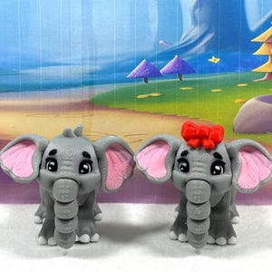 2pcs 3D Printed Baby Elephant, Articulated Fidget Baby Elephant Toy, Cute Elephant Fidget Toy Cake Topper Party Decorations