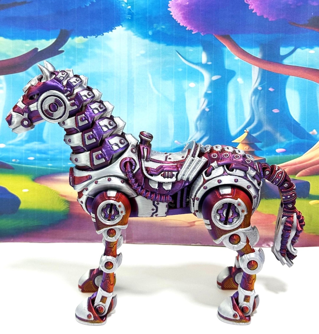 Articulated Cyber Horse, 3D Printed 6 Inches Futuristic Poseable Cyber ...