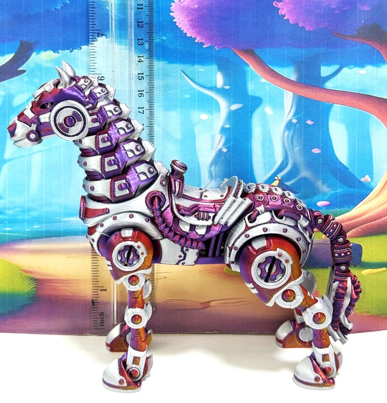 Articulated Cyber Horse, 3D Printed 6 Inches Futuristic Poseable Cyber ...