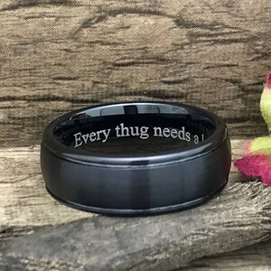 8mm Black Tungsten Wedding Band: Comfort Fit Groom&#39;s Ring