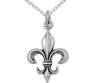 1mm Jewel Tie 925 Sterling Silver & CZ Cubic Zirconia Polished Fleur De Lis Necklace Chain 1mm Jewel Tie 925 Sterling Silver & CZ Cubic Zirconia Polished Fleur De Lis Necklace Chain