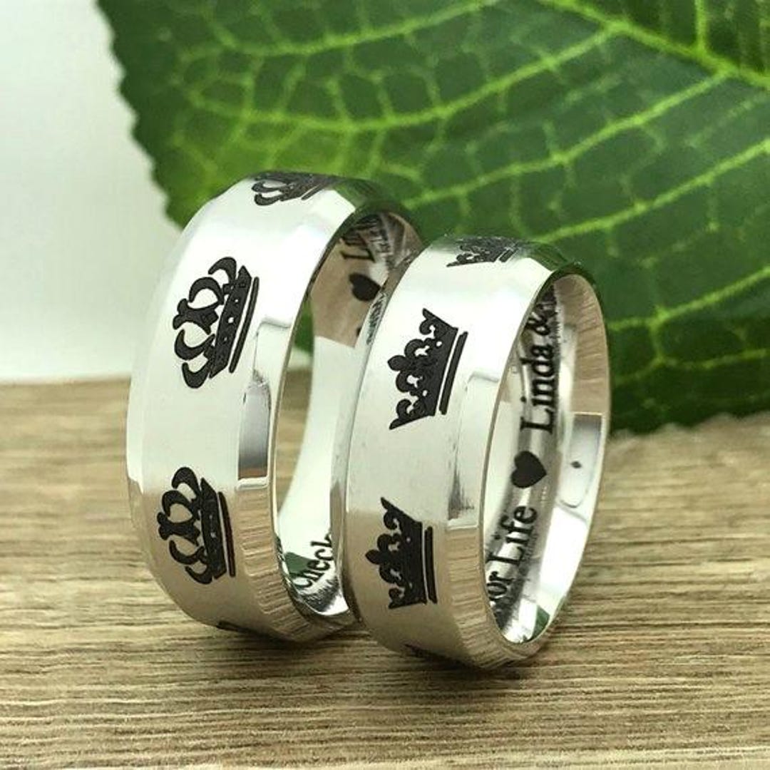 Engraved Titanium Wedding Rings His & Hers Promise Rings (8mm) Etsy — free download