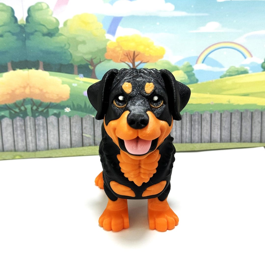 3D Printed Articulated Rottweiler, Farm Animal Figurine Dogs ...