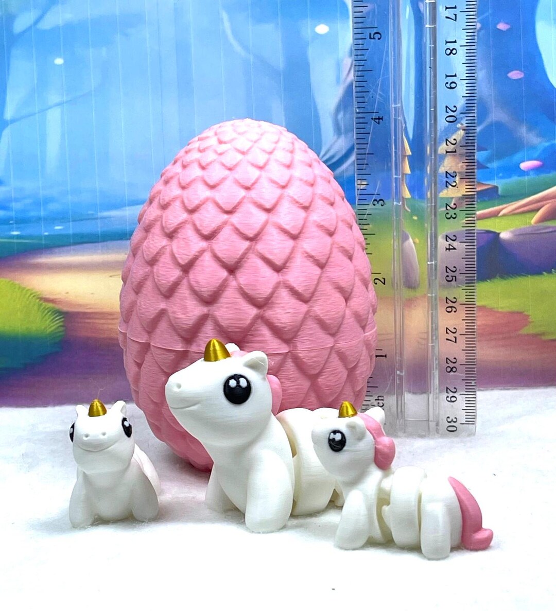 3pcs Mini Unicorn With Egg, 3D Printed Articulated Fidget Mini Unicorn ...