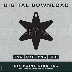 6-Punkt Stern Geschenkanhänger · SVG DXF PNG jpg · Digital Download