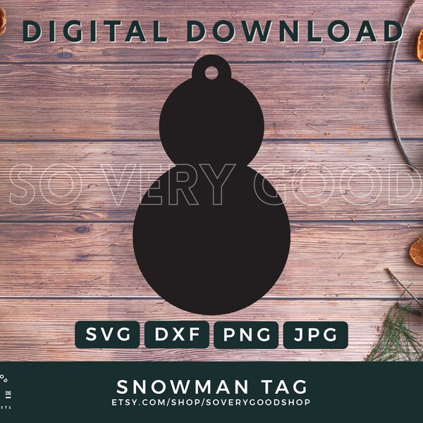 Snowman Gift Tag · SVG DXF PNG jpg · Digital Download