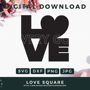 Valentijnsdag Love Heart Square · SVG DXF PNG jpg · Digitale download