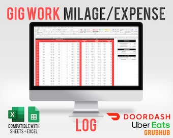 Earnings, Mileage & Expense Tracker (Doordash, UberEats, Grubhub) | Excel + Sheets (Instant Digital Download)