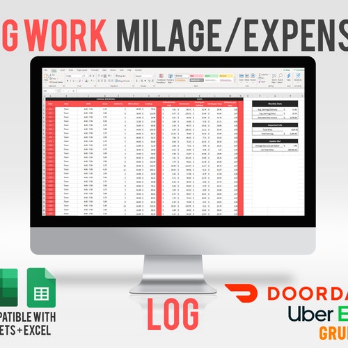 Earnings Mileage & Expense Tracker doordash Ubereats Etsy