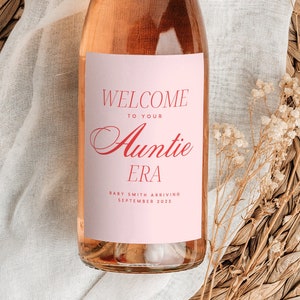 Auntie Era Pregnancy Announcement Wine Label Template, Cool Aunt Club, Auntie Wine Label, Pregnancy Announcement Aunts, Friends, Sister