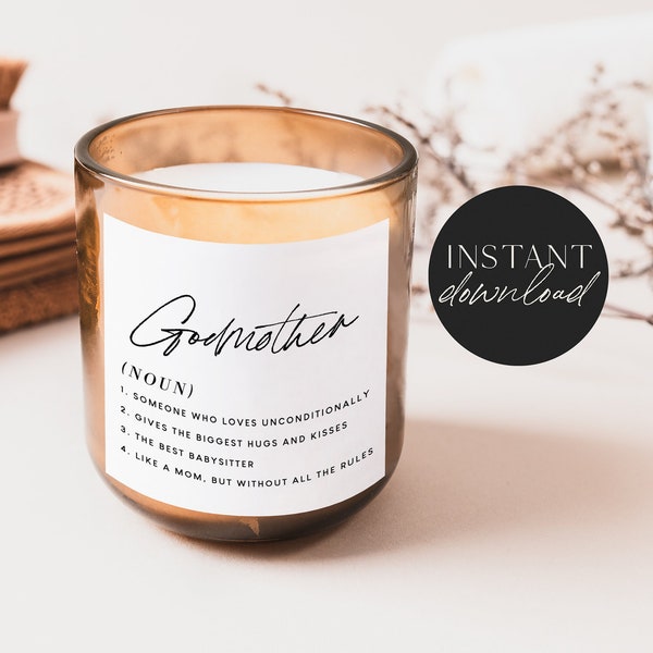 Godmother Proposal Template, Godmother Gift, Definition Candle Label, Template, Gift for God Mother, Sister, Birthday Gift, Christmas Gift