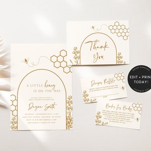 Bee Baby Shower Invitation Template, Honey Bee, Mommy to Bee, Boho, Gender Neutral, Digital, Baby Shower Invites, Instant Download (5464)