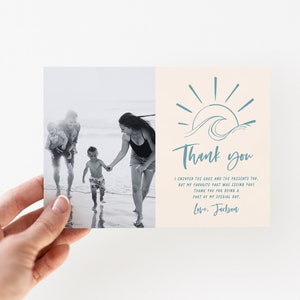 Wave dank u kaartsjabloon w foto, de grote, surf verjaardag, baby shower, dank u sjabloon, digitale download, instant 5427