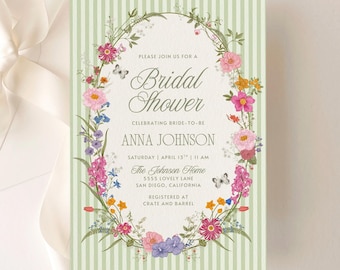 Bridal Shower Invitation Template | Garden, Floral, Off The Market | Canva Template (1043)