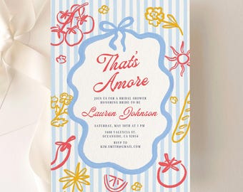 Invitación para despedida de soltera "That's Amore" / Verano italiano / Plantilla editable de Canva