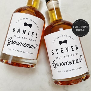 Groomsman Proposal Whiskey Label Template, Groomsmen Gift, Best Man Gift, Wedding Day, Best Man Proposal, Liquor, Instant Download